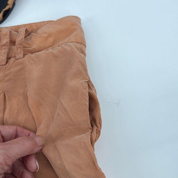 Anthropologie Sancia High-Rise Pleated Paper Bag Bermuda Shorts Apricot Small - Picture 4 of 11